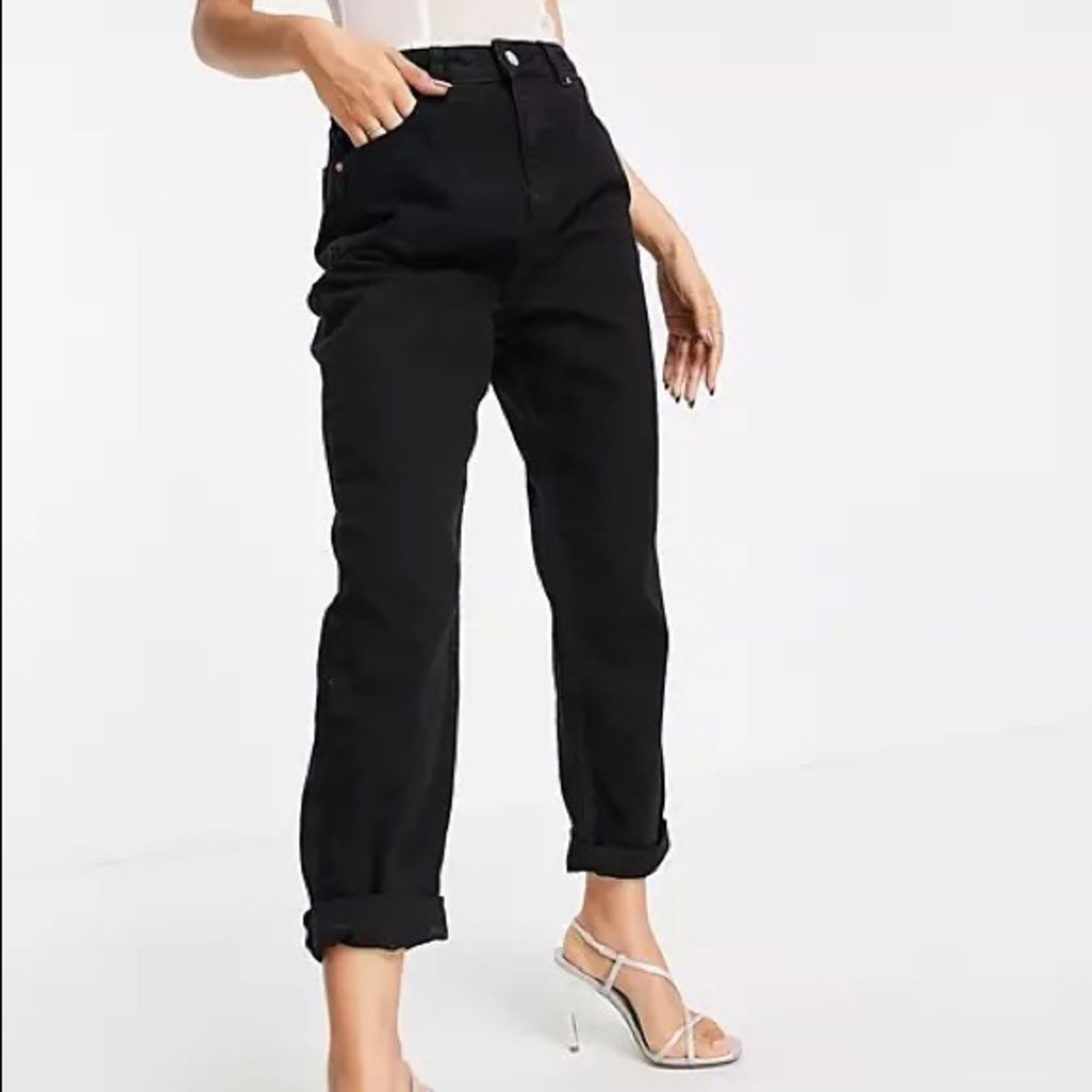 NWT ASOS Petite Original High Rise Mom Jeans Black
